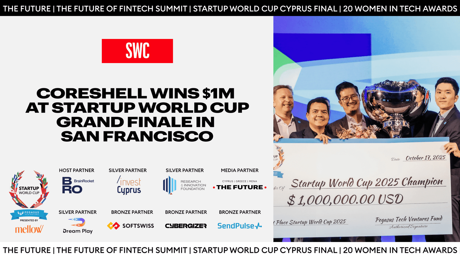 Coreshell Wins $1M at Startup World Cup Grand Finale